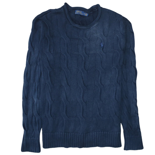 Polo Ralph Lauren Men's Blue Cable-Knit Cotton Jumper M