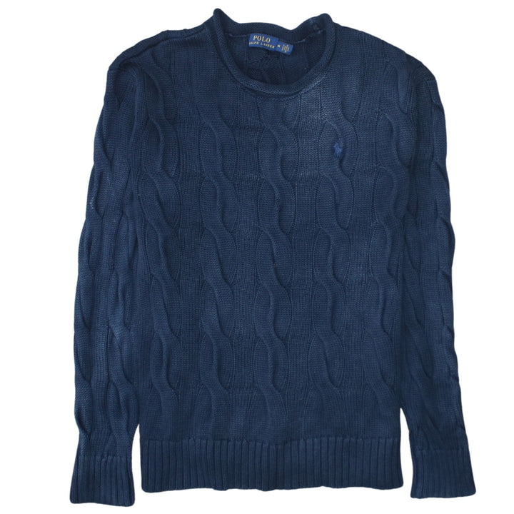 Polo Ralph Lauren Men's Blue Cable-Knit Cotton Jumper M