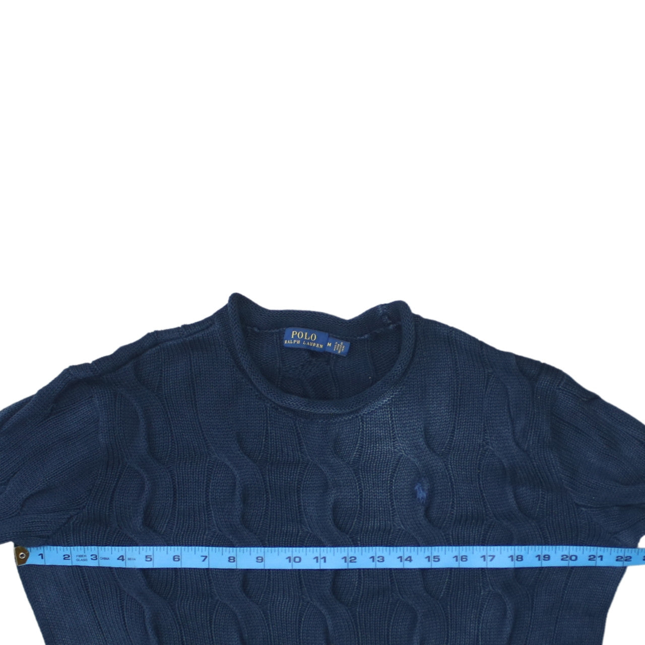Polo Ralph Lauren Men's Blue Cable-Knit Cotton Jumper M