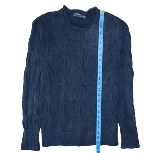 Polo Ralph Lauren Men's Blue Cable-Knit Cotton Jumper M