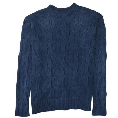 Polo Ralph Lauren Men's Blue Cable-Knit Cotton Jumper M