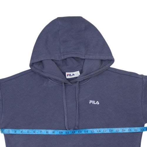 FILA Womens Blue Pullover Hoodie Medium Cotton Blend Drawstring Casual