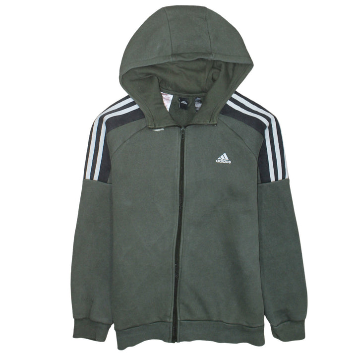 Adidas Boys Green Full Zip Hoodie Sweatshirt 13-14 Years L Gym Casual