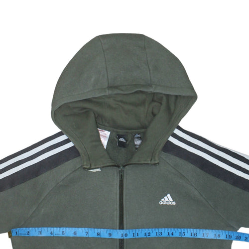Adidas Boys Green Full Zip Hoodie Sweatshirt 13-14 Years L Gym Casual