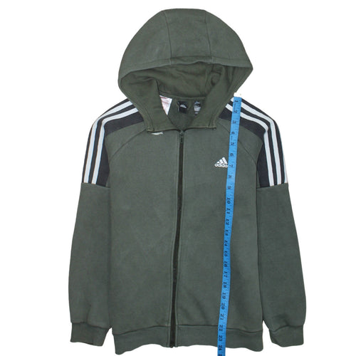 Adidas Boys Green Full Zip Hoodie Sweatshirt 13-14 Years L Gym Casual