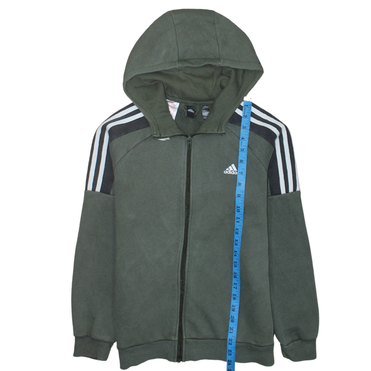 Adidas Boys Green Full Zip Hoodie Sweatshirt 13-14 Years L Gym Casual