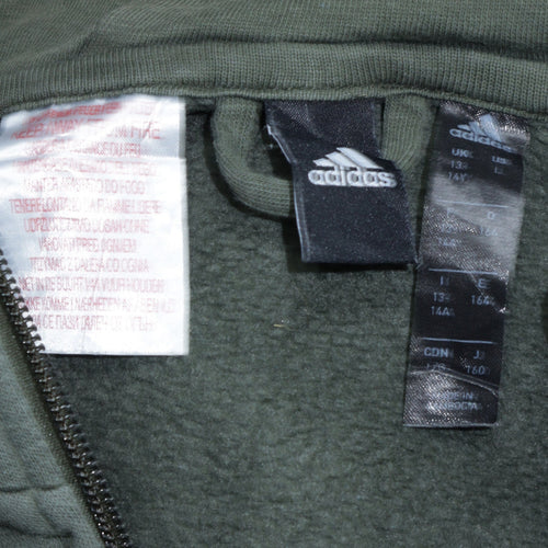 Adidas Boys Green Full Zip Hoodie Sweatshirt 13-14 Years L Gym Casual