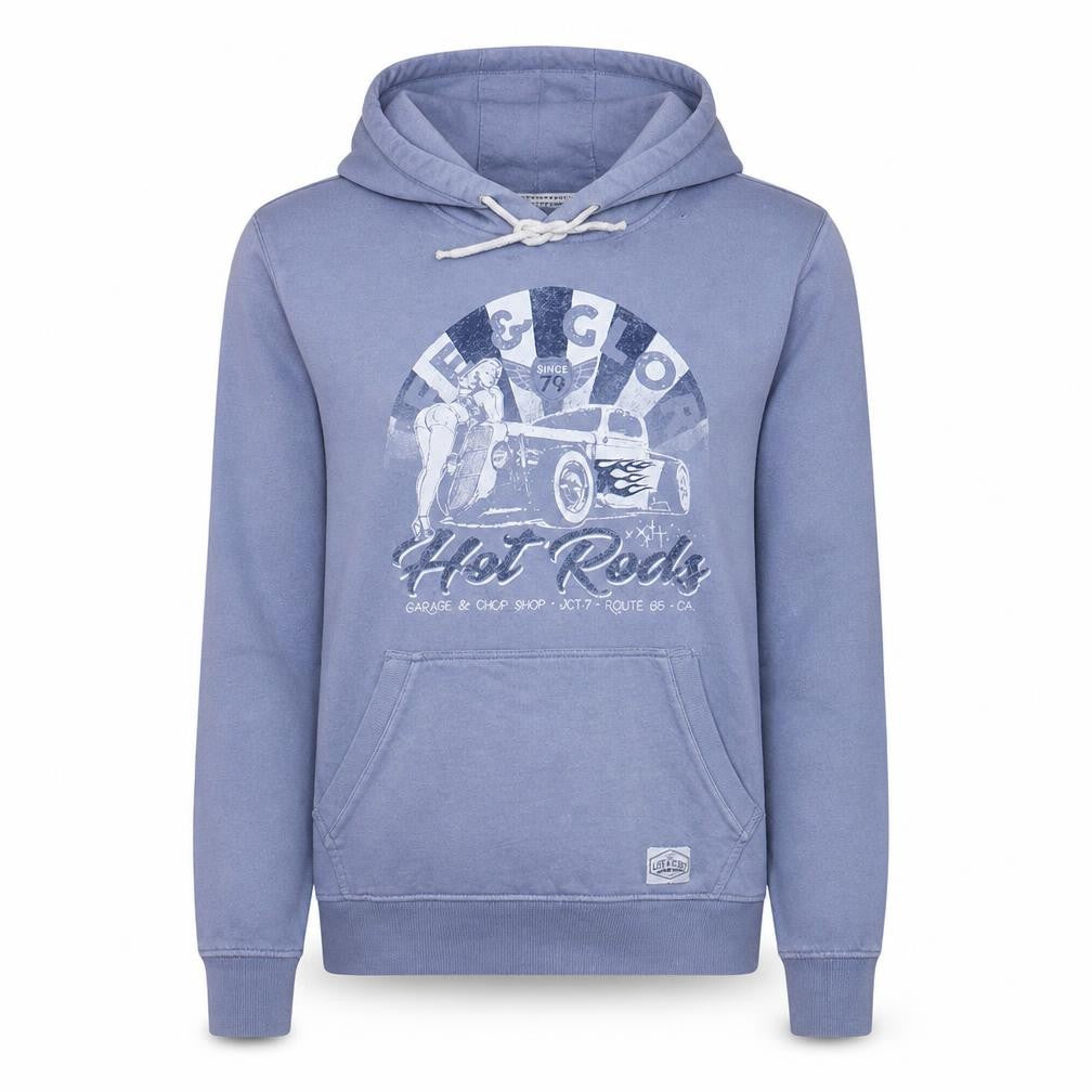 Life & Glory Women’s Blue Pullover Hoodie Size 2XL Hot Rod Graphic Print