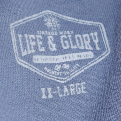 Life & Glory Women’s Blue Pullover Hoodie Size 2XL Hot Rod Graphic Print