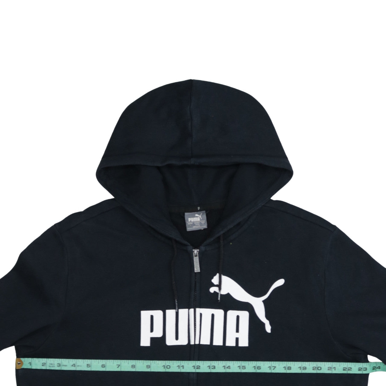 Puma Men's Black Full Zip Hoodie L Sports Logo Fleece