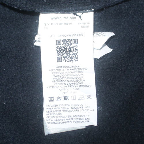 Puma Men's Black Full Zip Hoodie L Sports Logo Fleece
