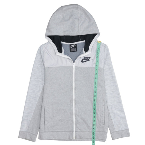 Nike Boys Grey Full Zip Hoodie Sweatshirt XL 13-15 Years Hooded Logo