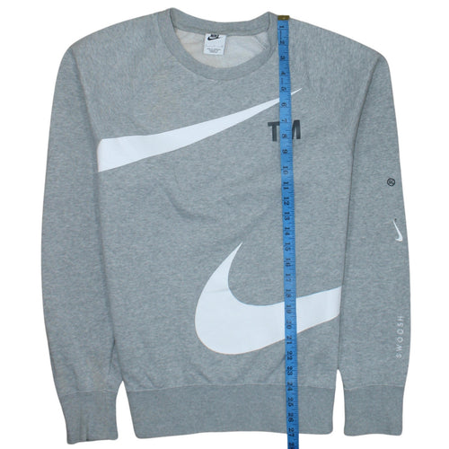 Nike Men's Grey Swoosh Logo Crew Neck Sweatshirt Size S