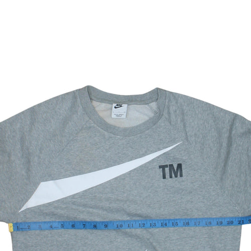 Nike Men's Grey Swoosh Logo Crew Neck Sweatshirt Size S