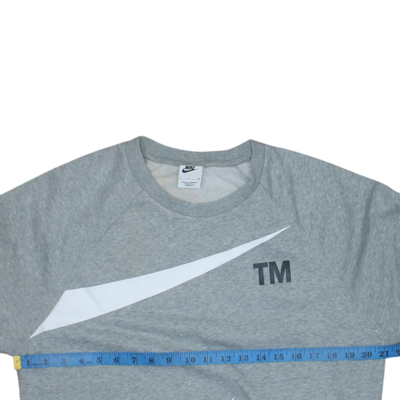 Nike Men's Grey Swoosh Logo Crew Neck Sweatshirt Size S