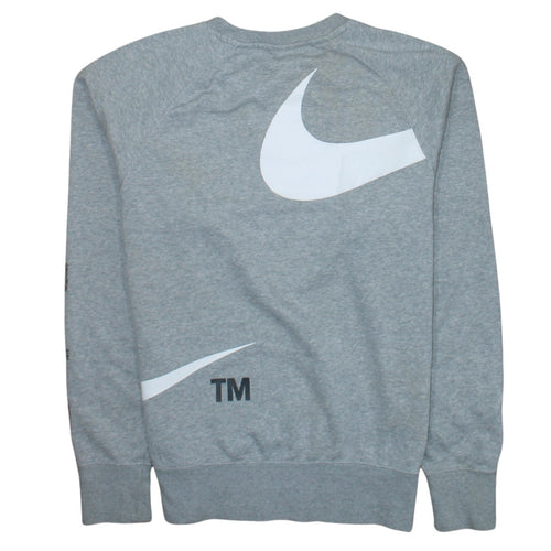 Nike Men's Grey Swoosh Logo Crew Neck Sweatshirt Size S