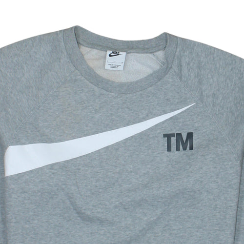 Nike Men's Grey Swoosh Logo Crew Neck Sweatshirt Size S