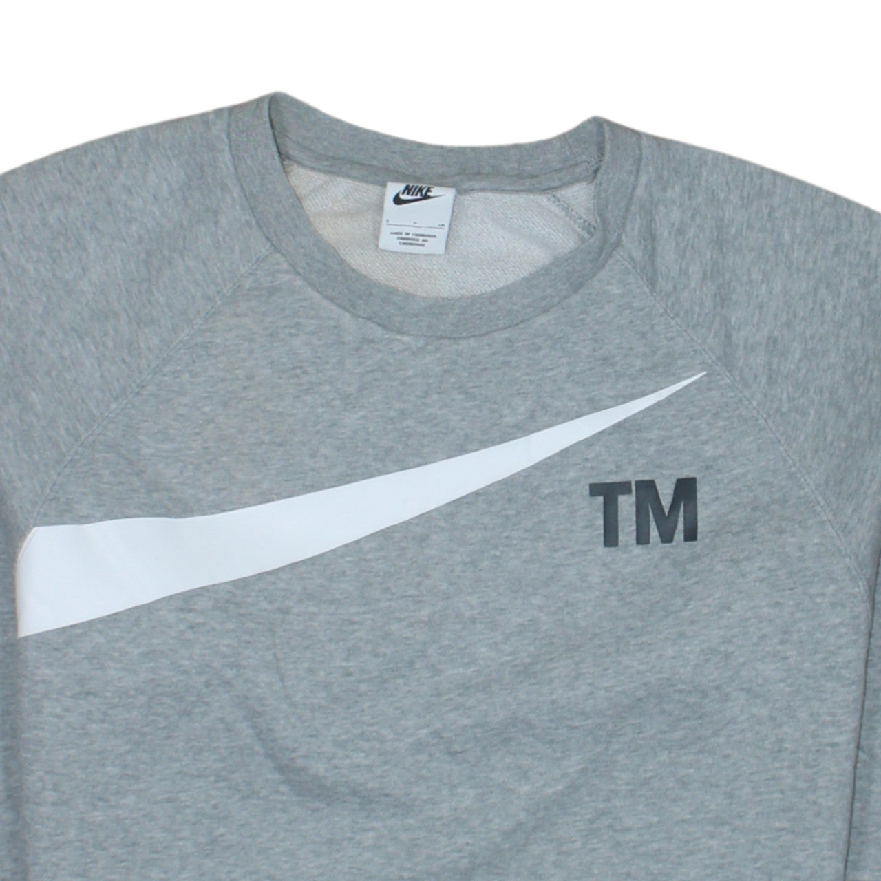 Nike Men's Grey Swoosh Logo Crew Neck Sweatshirt Size S