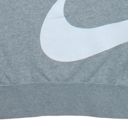 Nike Men's Grey Swoosh Logo Crew Neck Sweatshirt Size S