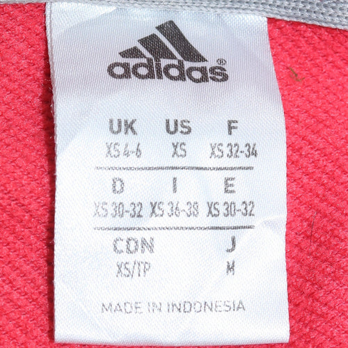 Adidas Womens Pink Full Zip Hoodie XS Cotton Blend Casual Sportswear