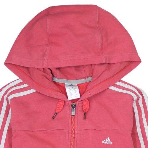 Adidas Womens Pink Full Zip Hoodie XS Cotton Blend Casual Sportswear