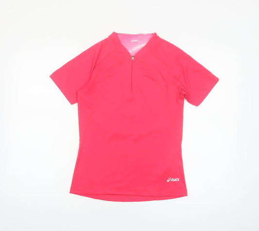 ASICS Women's Pink Short Sleeve 1/4 Zip Running Top Size M