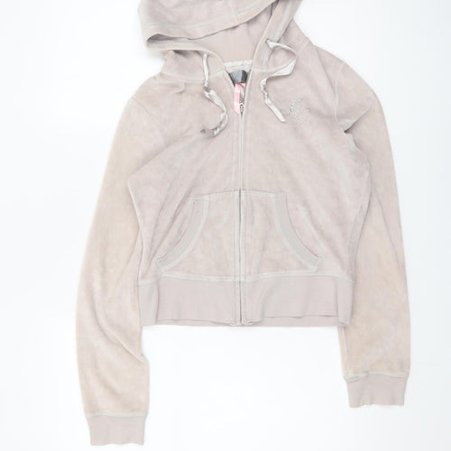 Lipsy Women’s Beige Sequin Heart Full Zip Hoodie Size 10