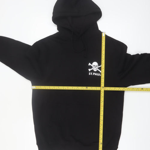 St. Pauli Men's Black Pullover Hoodie Small Skull Logo Casual Sweatshirt