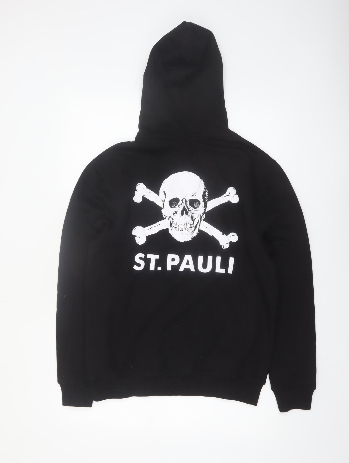 St. Pauli Men's Black Pullover Hoodie Small Skull Logo Casual Sweatshirt