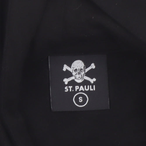 St. Pauli Men's Black Pullover Hoodie Small Skull Logo Casual Sweatshirt