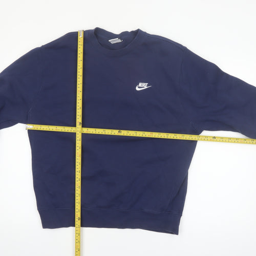 Nike Men's Blue Crew Neck Pullover Sweatshirt M Fleece Logo