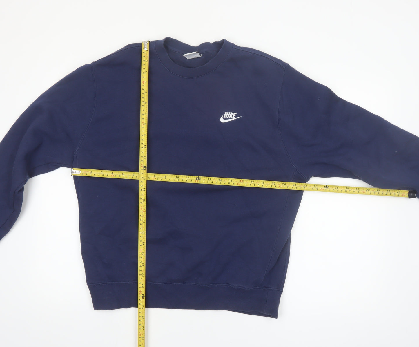 Nike Men's Blue Crew Neck Pullover Sweatshirt M Fleece Logo