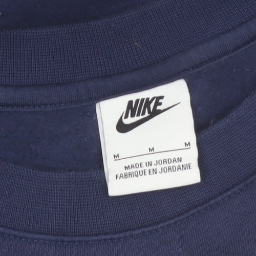 Nike Men's Blue Crew Neck Pullover Sweatshirt M Fleece Logo
