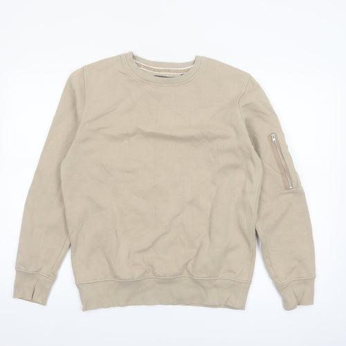 Brave Soul Men's Beige Crew Neck Pullover Sweatshirt Size S