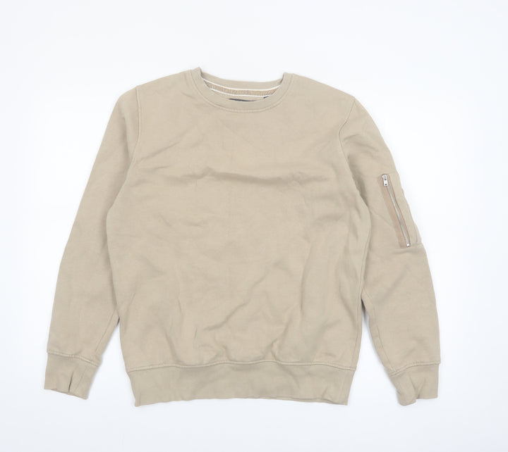 Brave Soul Men's Beige Crew Neck Pullover Sweatshirt Size S