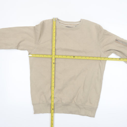 Brave Soul Men's Beige Crew Neck Pullover Sweatshirt Size S