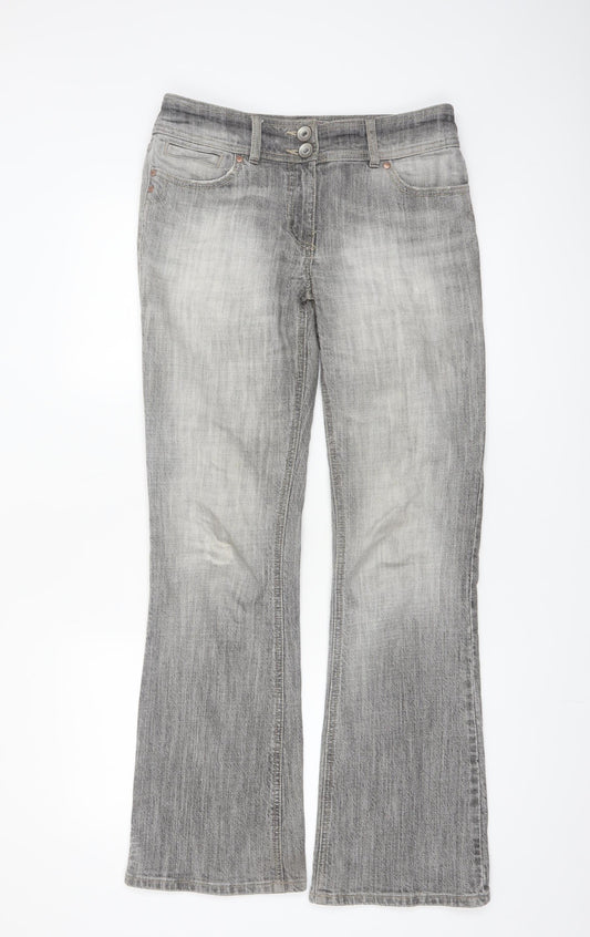 Next Women Grey Bootcut Jeans UK 10 Long Cotton Blend