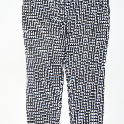 Dunnes Women's Blue Geometric Print Slim Trousers Size 18