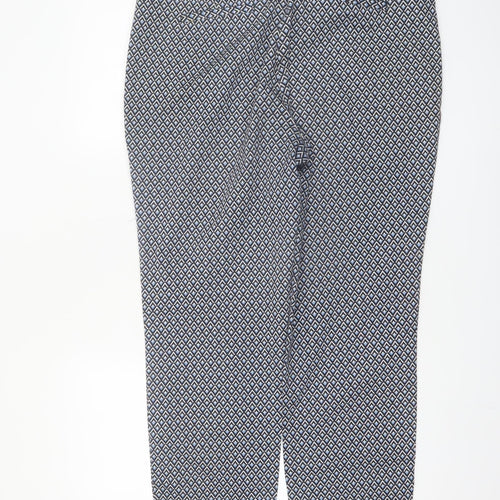 Dunnes Women's Blue Geometric Print Slim Trousers Size 18
