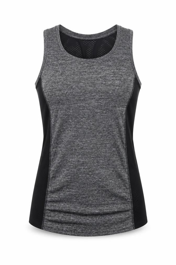 Front view of Blooming Marvellous Women's Grey Racerback Tank Top, size S, Activewear