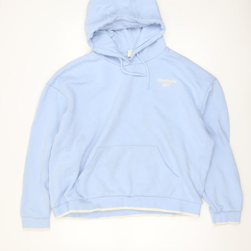 Reebok Women Light Blue Pullover Hoodie Size L Cotton Blend