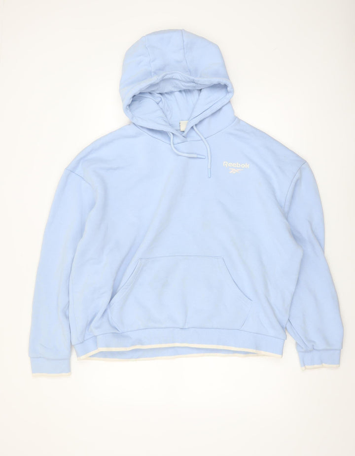 Reebok Women Light Blue Pullover Hoodie Size L Cotton Blend