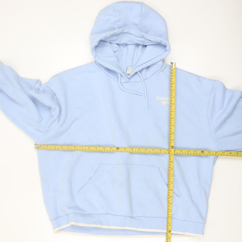 Reebok Women Light Blue Pullover Hoodie Size L Cotton Blend