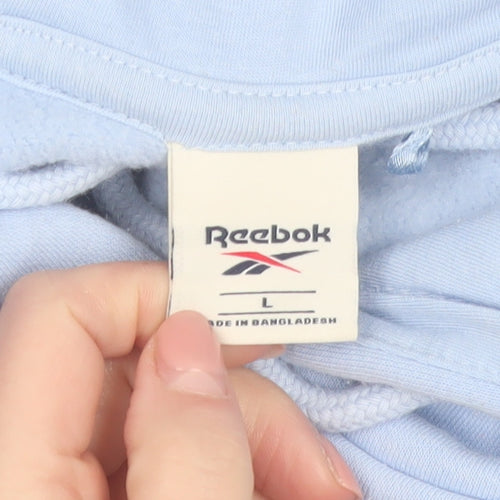 Reebok Women Light Blue Pullover Hoodie Size L Cotton Blend