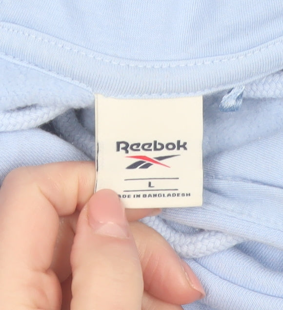 Reebok Women Light Blue Pullover Hoodie Size L Cotton Blend