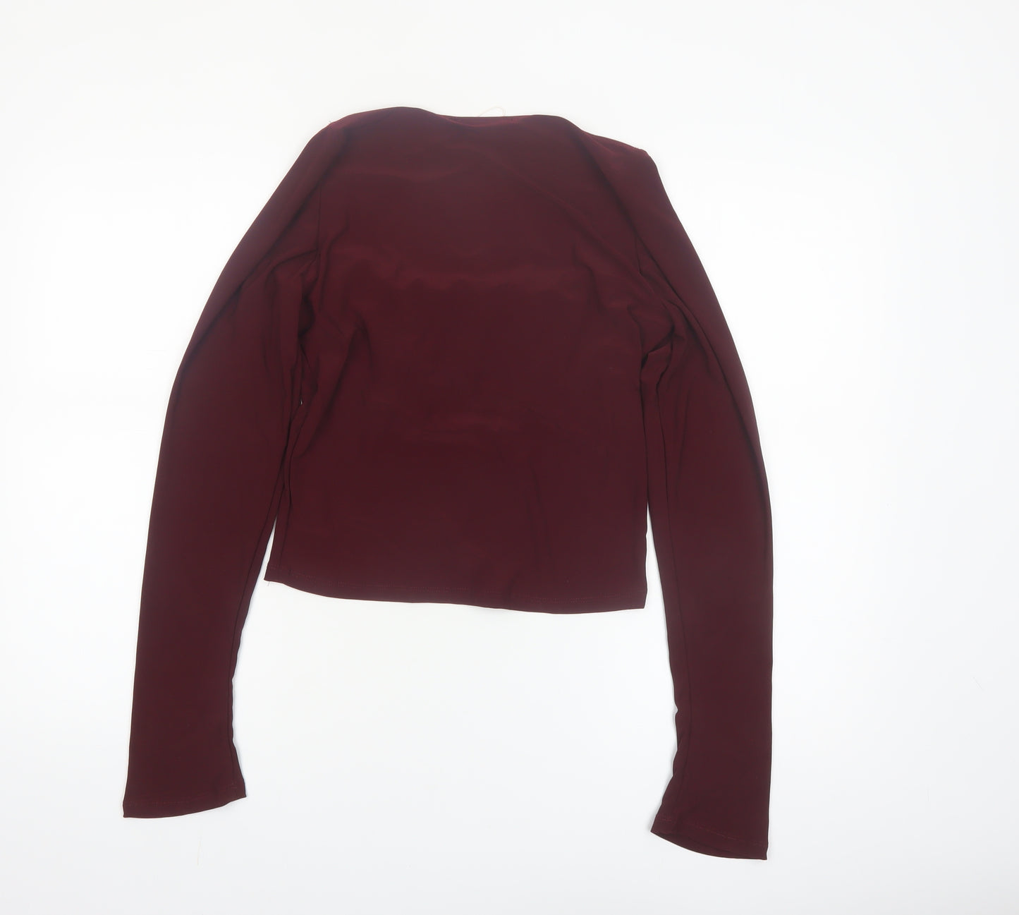 Pull&Bear Womens Red Cropped Square Neck Long Sleeve Blouse Size L