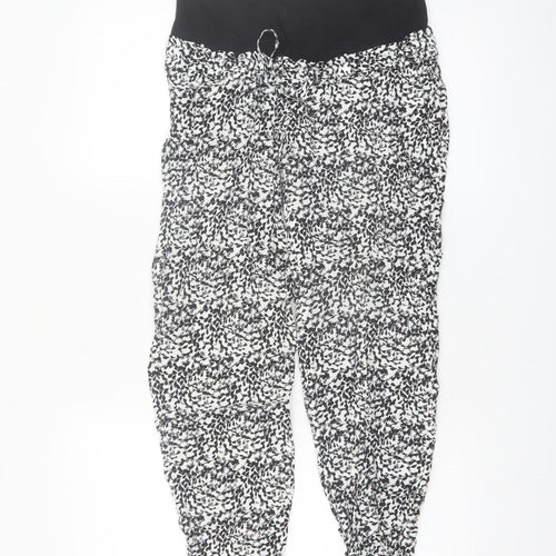 H&M MAMA Women's Black Floral Maternity Tapered Trousers Size 8