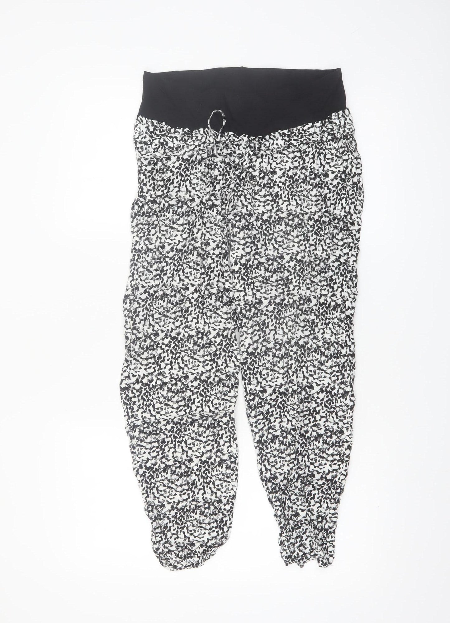 H&M MAMA Women's Black Floral Maternity Tapered Trousers Size 8
