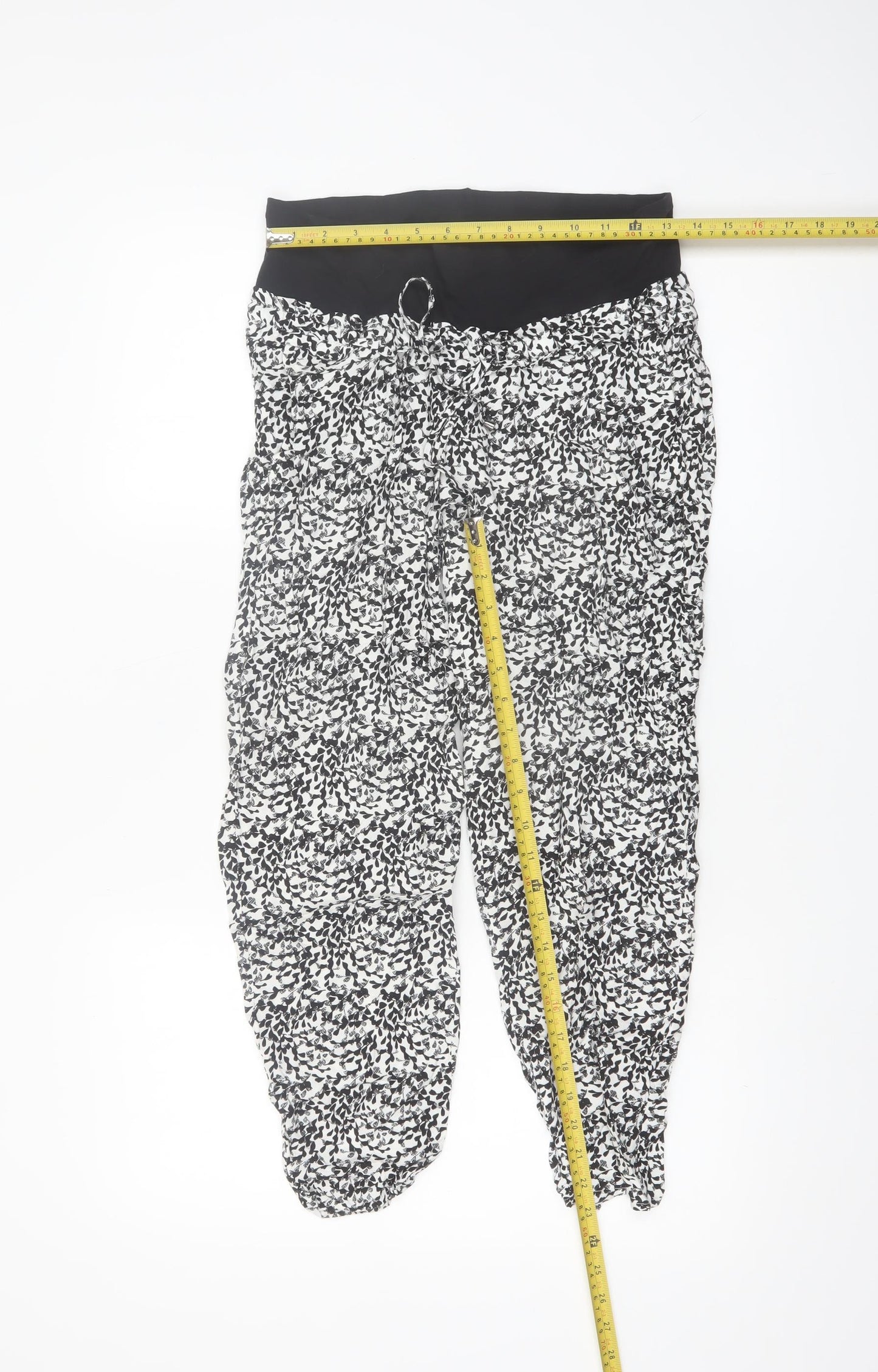 H&M MAMA Women's Black Floral Maternity Tapered Trousers Size 8