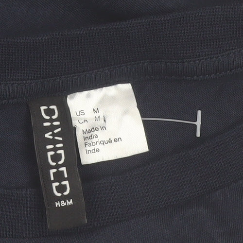 H&M Divided Women’s Blue Cropped USA Print Cotton T-Shirt Size 10